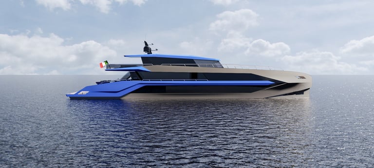 Estoque yacht Italiano con linee Lamborghini per un concorso universitario vinto